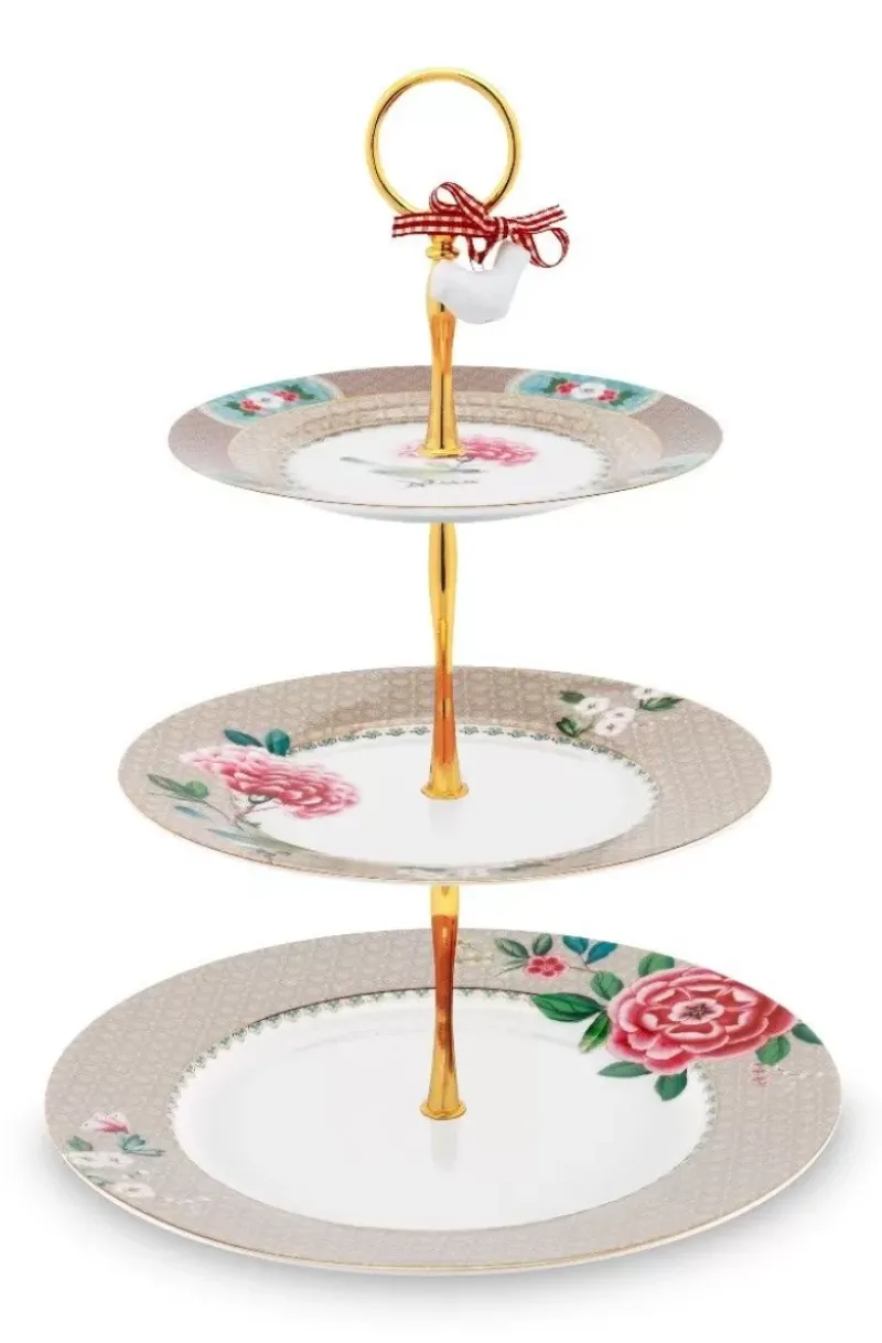 Pip Studio Etageren|Blushing Birds Etagere 3 Ebenen Khaki