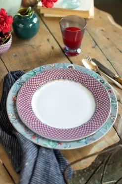 Pip Studio Essteller|Flower Festival Esteller Rot/Hellblau 26.5 Cm