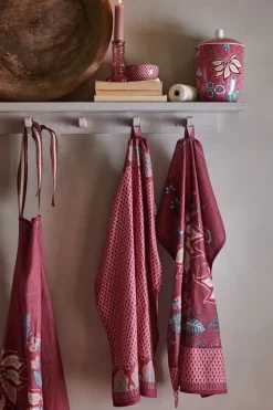 Pip Studio Geschirrtuch|Flower Festival Geschirrtuch Rot/Dunkelrosa