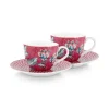 Pip Studio Porzellan Sets|Flower Festival Set/2 Espresso Tasse & Undertasse Dunkel
