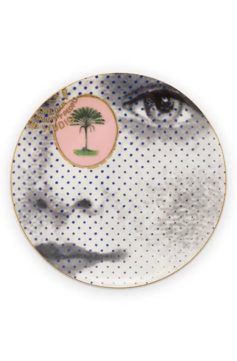 Pip Studio Gebäckteller|Heritage Petit Four Gesicht Schwarz/Weis 12 Cm