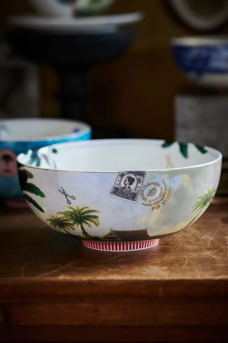 Pip Studio Salatschüsseln|Heritage Schale Palme Grun 23 Cm