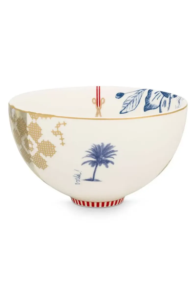 Pip Studio Schalen|Heritage Schale Palme Weis 15 Cm