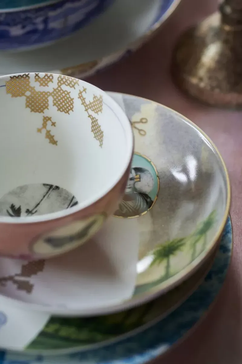 Pip Studio Tiefe Teller|Heritage Suppenteller Palme Weis 18 Cm