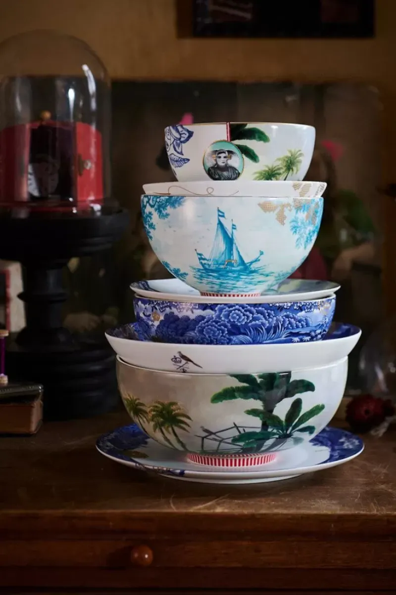 Pip Studio Tiefe Teller|Heritage Suppenteller Palme Weis 18 Cm