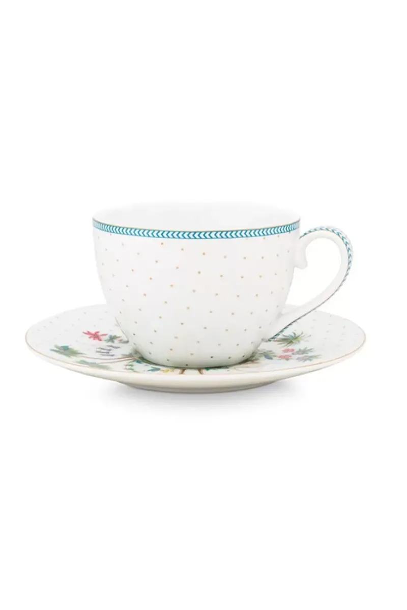 Pip Studio Cappuccino Tasse|Jolie Cappuccino Tasse & Untertasse Dots Gold