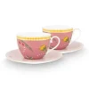 Pip Studio Cappuccino Tasse|La Majorelle Set/2 Cappuccino Tassen & Undertassen Rosa