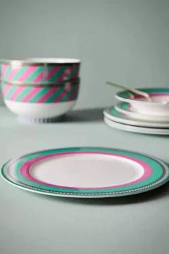 Pip Studio Essteller|Pip Chique Stripes Essteller Rosa/Grun 28Cm