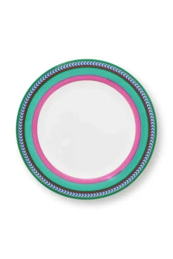 Pip Studio Frühstücksteller|Pip Chique Stripes Frühstücksteller Rosa/Grun 23Cm