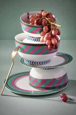 Pip Studio Schalen|Pip Chique Stripes Schale Rosa/Grun 20.5Cm