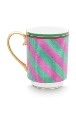 Pip Studio Teetassen|Pip Chique Stripes Tasse Gross Rosa/Grun 350Ml