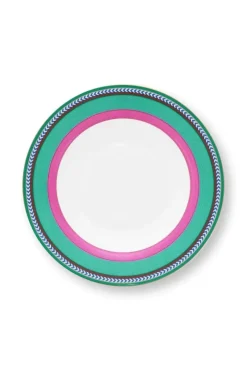 Pip Studio Tiefe Teller|Pip Chique Stripes Tiefer Teller Rosa/Grun 23.5Cm