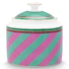 Pip Studio Zuckerdose|Pip Chique Stripes Zuckerdose Rosa/Grun
