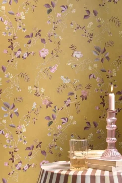 Pip Studio Vliestapete|Tokyo Blossom Vliestapete Senf