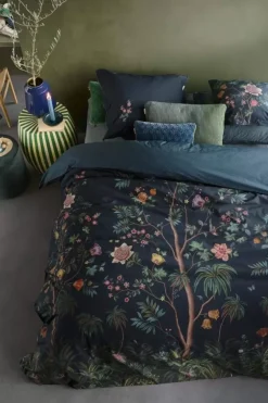 Pip Studio Bettkissen|Quadratisches Zierkissen Il Paradiso Dunkelblau