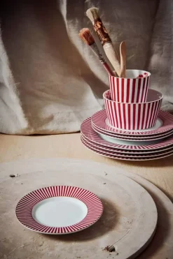 Pip Studio Gebäckteller|Royal Stripes Petit Four Dunkelrosa 12Cm