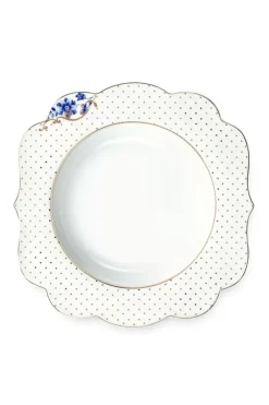 Pip Studio Tiefe Teller|Royal White Suppenteller Golden Dots 23,5 Cm